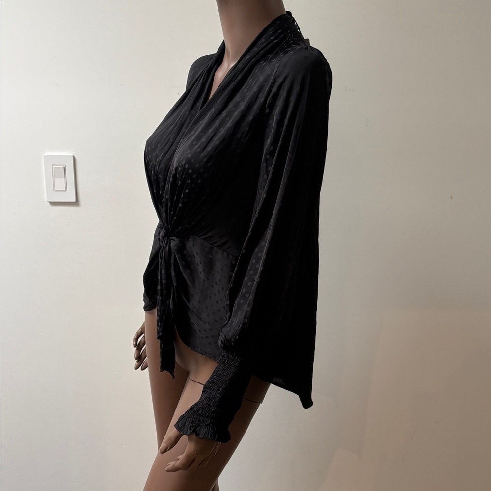 Current Air Black Tie-Front Sheer Blouse - Picture 3 of 11